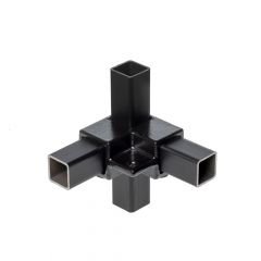 Eckstück-Verbinder (90°) mit Ösenlasche - vierkant schwarz (25mm)