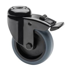 Zwenkwiel 75mm met rem - Zwart